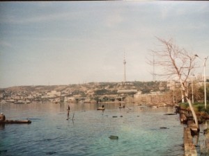 Sea level rise in the Caspian put parts of the shoreline under water, as shown in this photo from 1993.